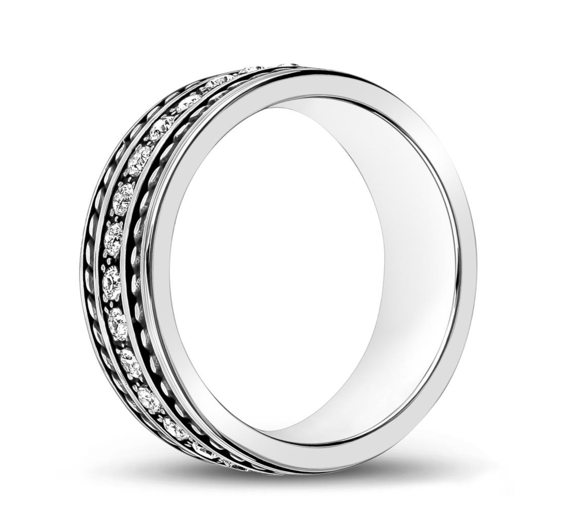 Detailed White C.Z Ring | ARZ Steel | Luby 