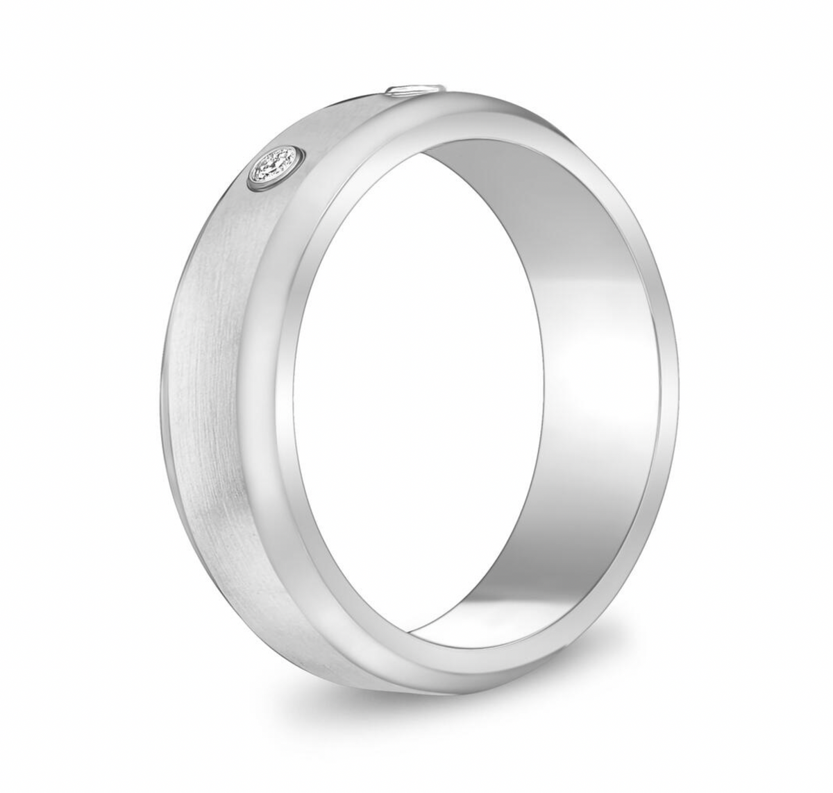 7mm Three  Stone Beveled Edge Ring | ARZ Steel | Luby 
