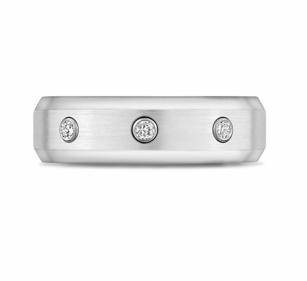 7mm Three  Stone Beveled Edge Ring | ARZ Steel | Luby 