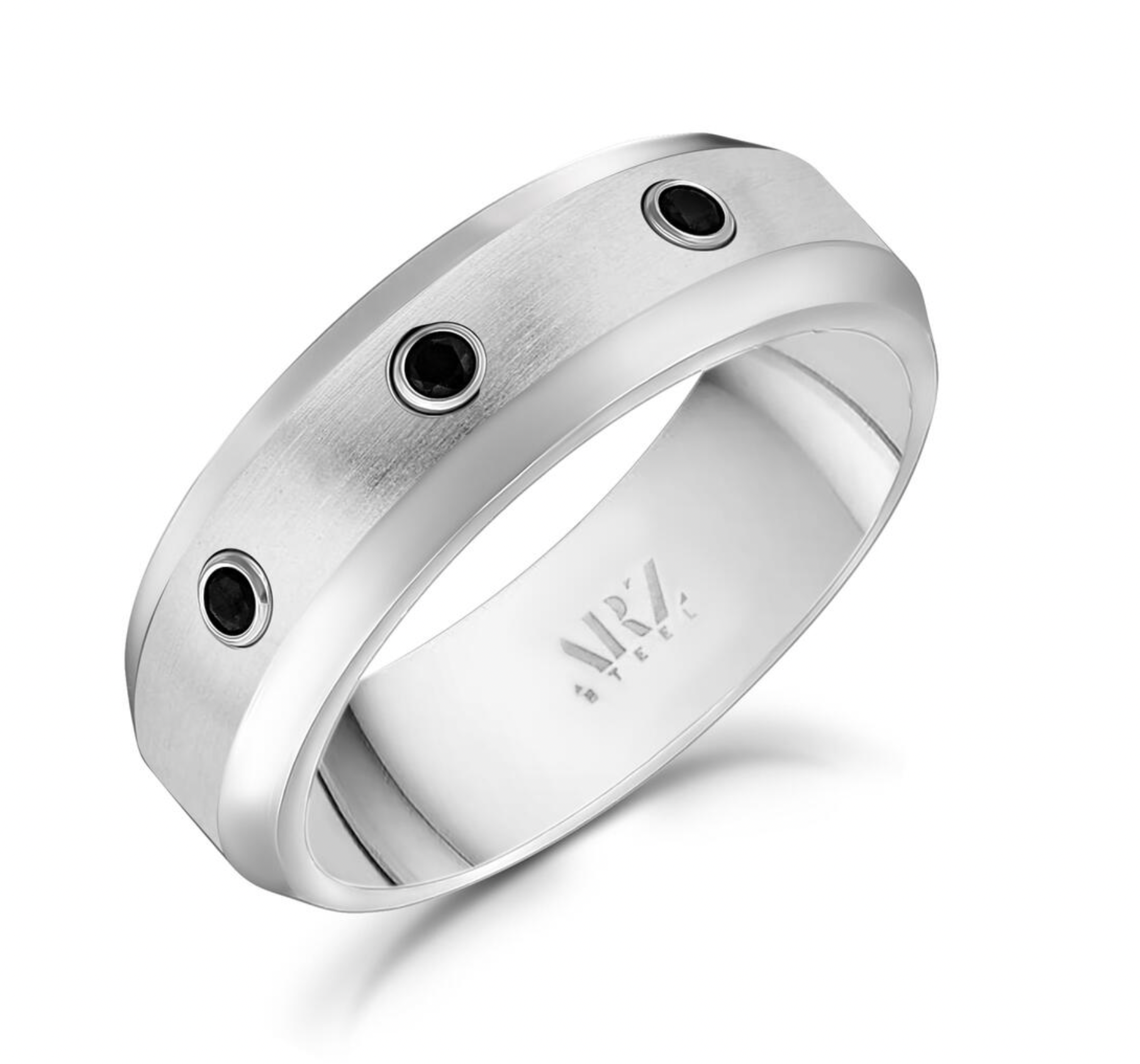 7mm Three  Stone Beveled Edge Ring | ARZ Steel | Luby 