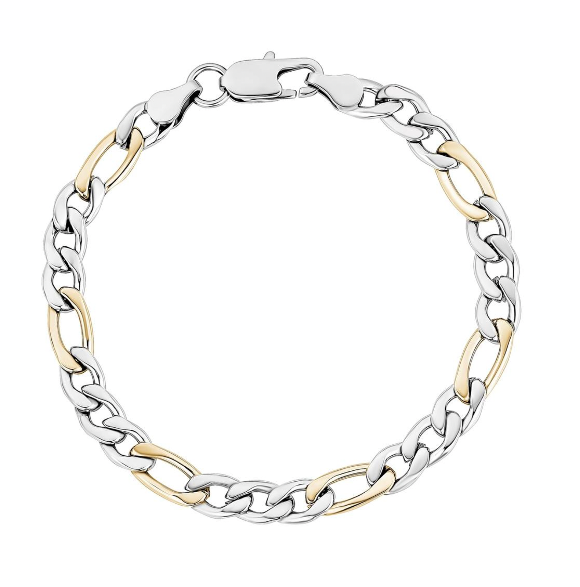 7mm Two Tone Figaro Link Bracelet | ARZ Steel | Luby 