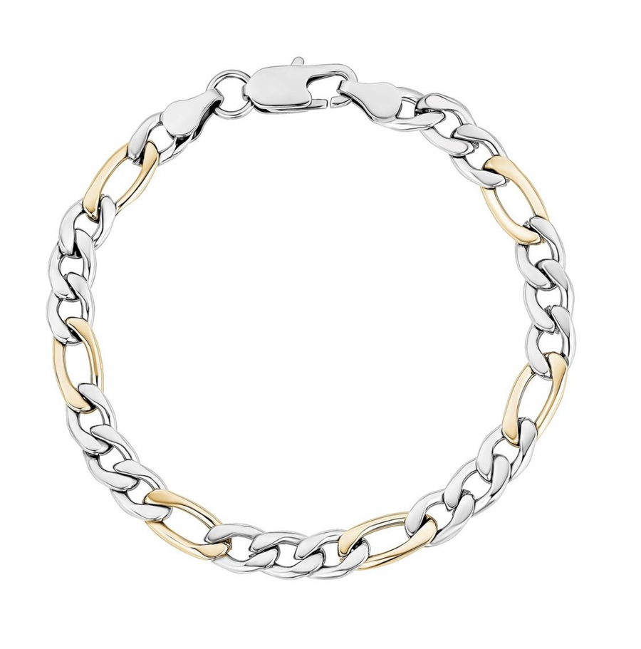 Brazalete de eslabones Figaro de dos tonos de 7 mm
