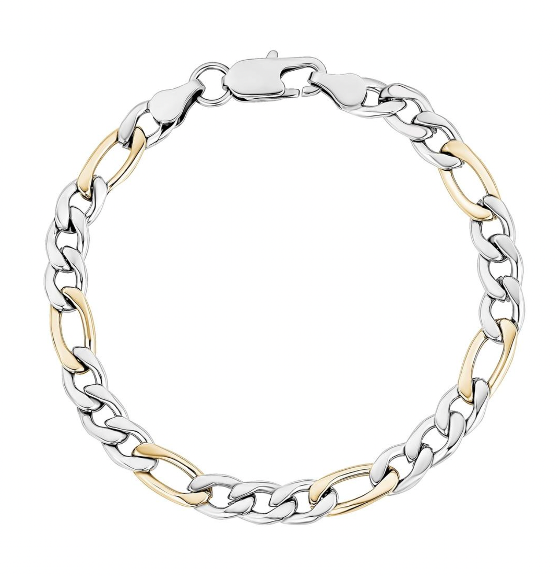 7mm Two Tone Figaro Link Bracelet | ARZ Steel | Luby 