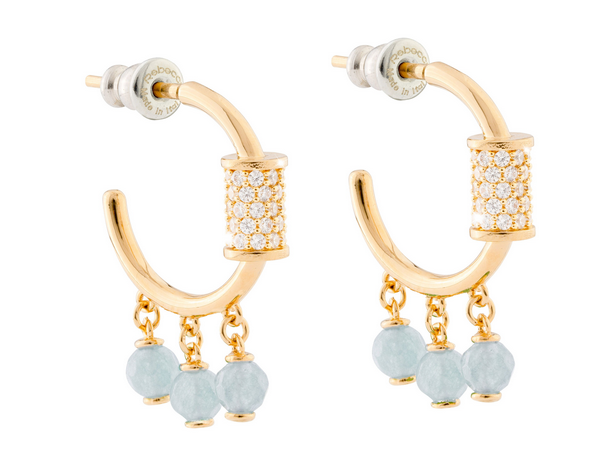 Palermo Hoop Earrings with Jade Stone and Crystals | Rebecca | Luby 