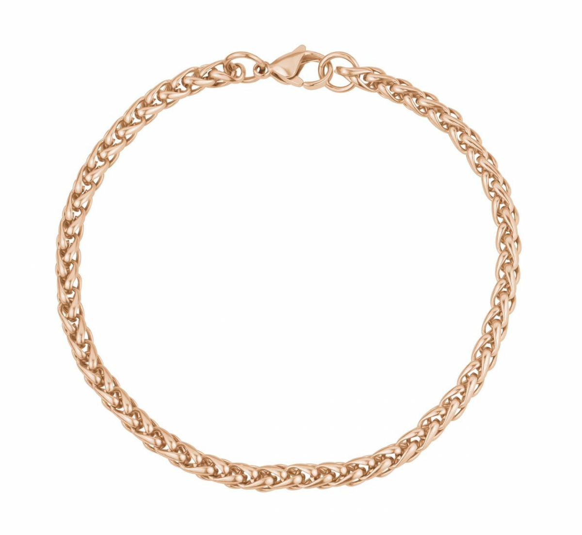 4mm  Wheat Chain Unisex Bracelet | ARZ Steel | Luby 