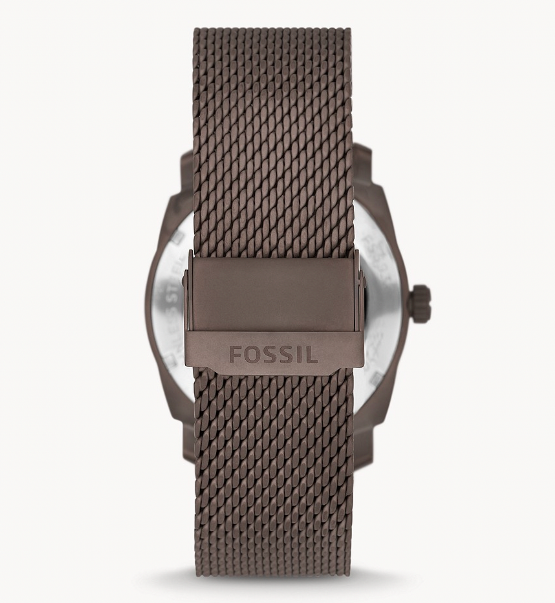 Machine Three-Hand Day-Date Brown Stainless Steel Mesh Watch | Fossil | Luby 