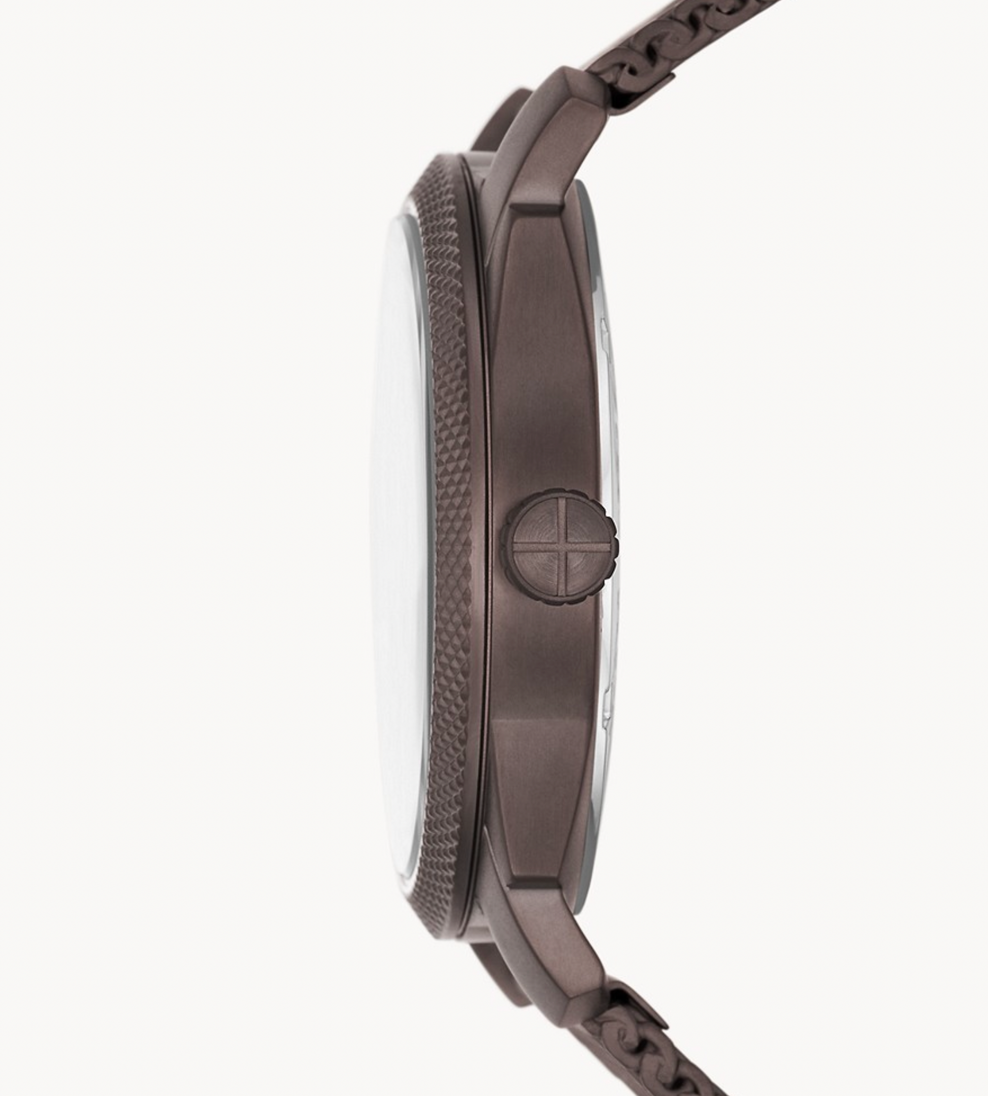Machine Three-Hand Day-Date Brown Stainless Steel Mesh Watch | Fossil | Luby 