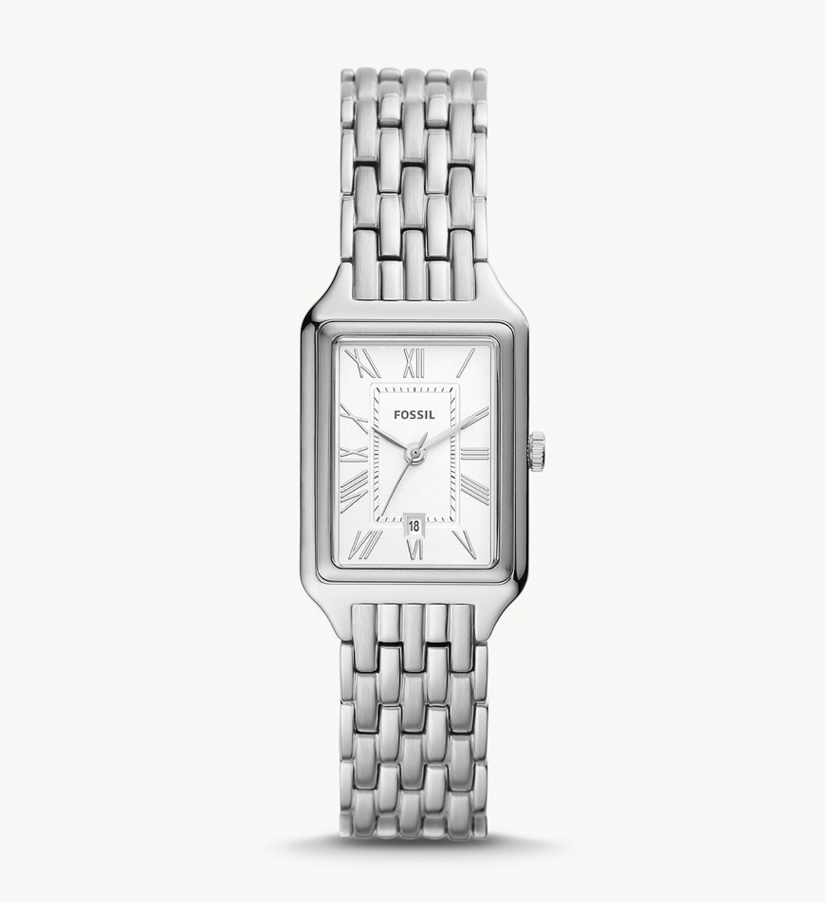 Raquel Three-Hand Date Stainless Steel Watch | Fossil | Luby 