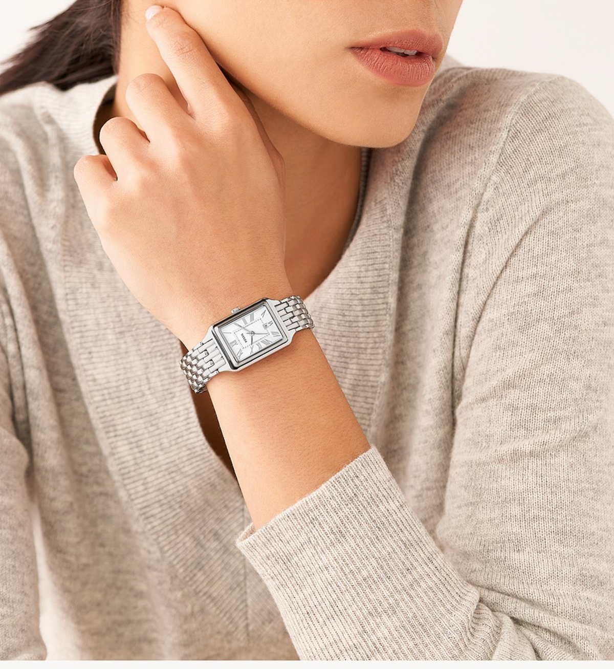 Raquel Three-Hand Date Stainless Steel Watch | Fossil | Luby 