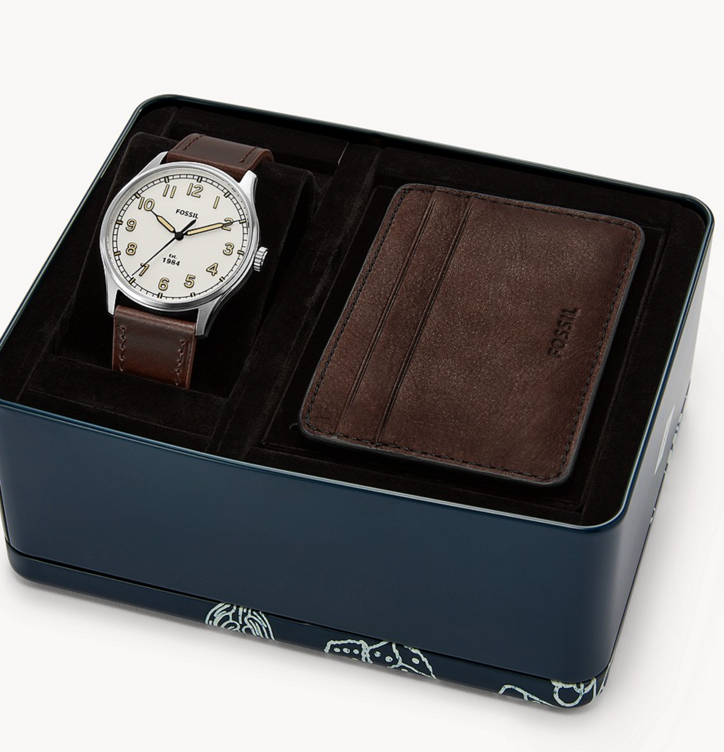 Dayliner Three-Hand Brown Leather Watch and Wallet Box Set | Fossil | Luby 