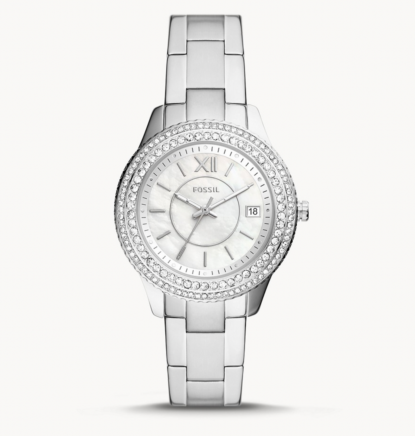 Stella Three-Hand Date Stainless Steel Watch | Fossil | Luby 