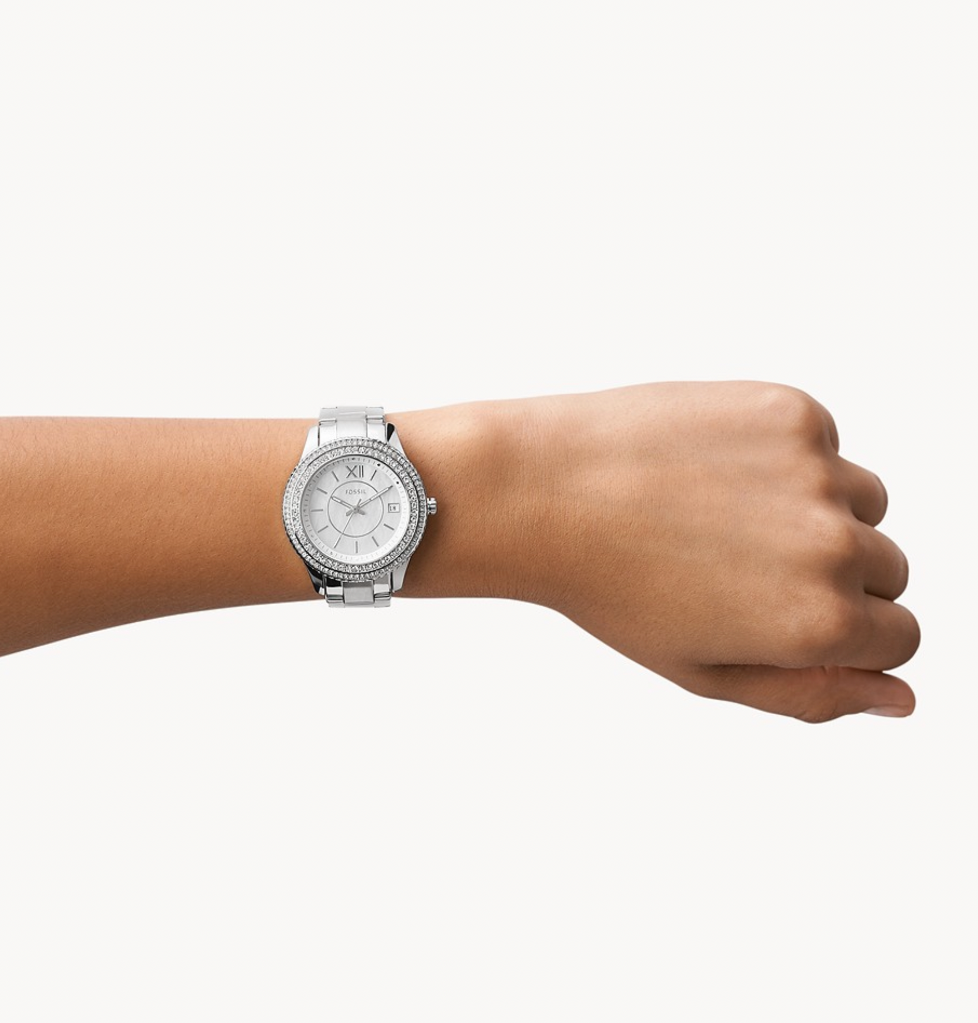 Stella Three-Hand Date Stainless Steel Watch | Fossil | Luby 