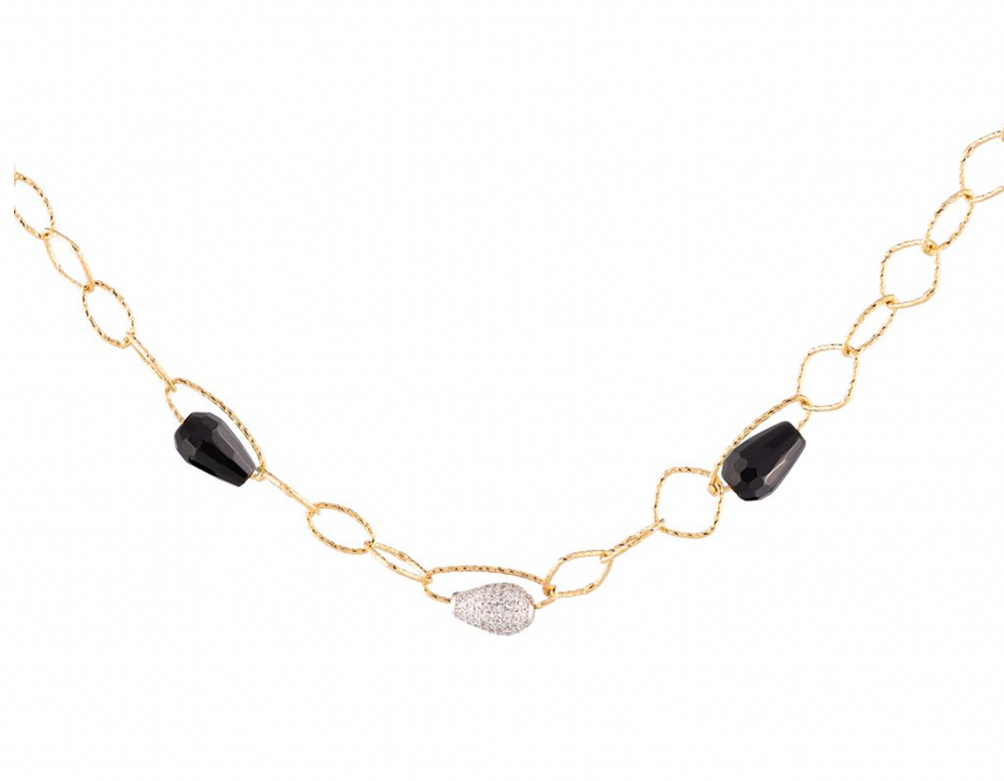 Tulip Three Stones Black Necklace | Rebecca | Luby 