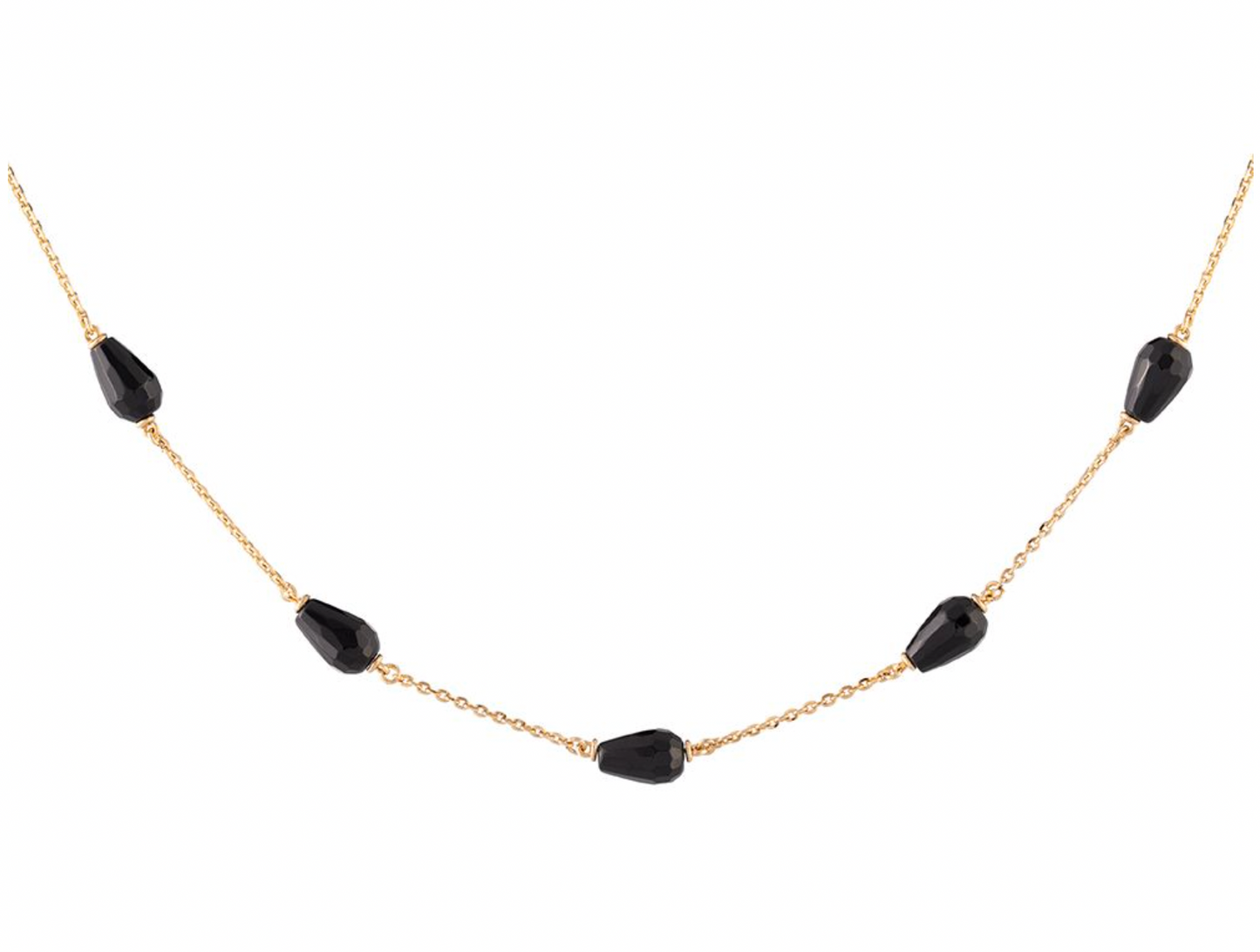 Tulip Five Black Stones Necklace | Rebecca | Luby 