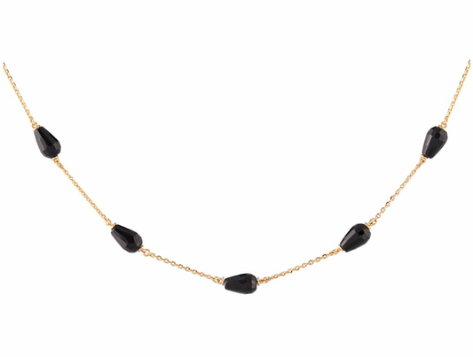 Tulip Five Black Stones Necklace | Rebecca | Luby 