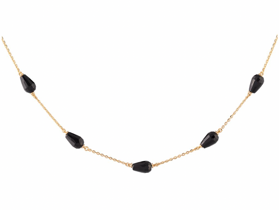 Tulip Five Black Stones Necklace