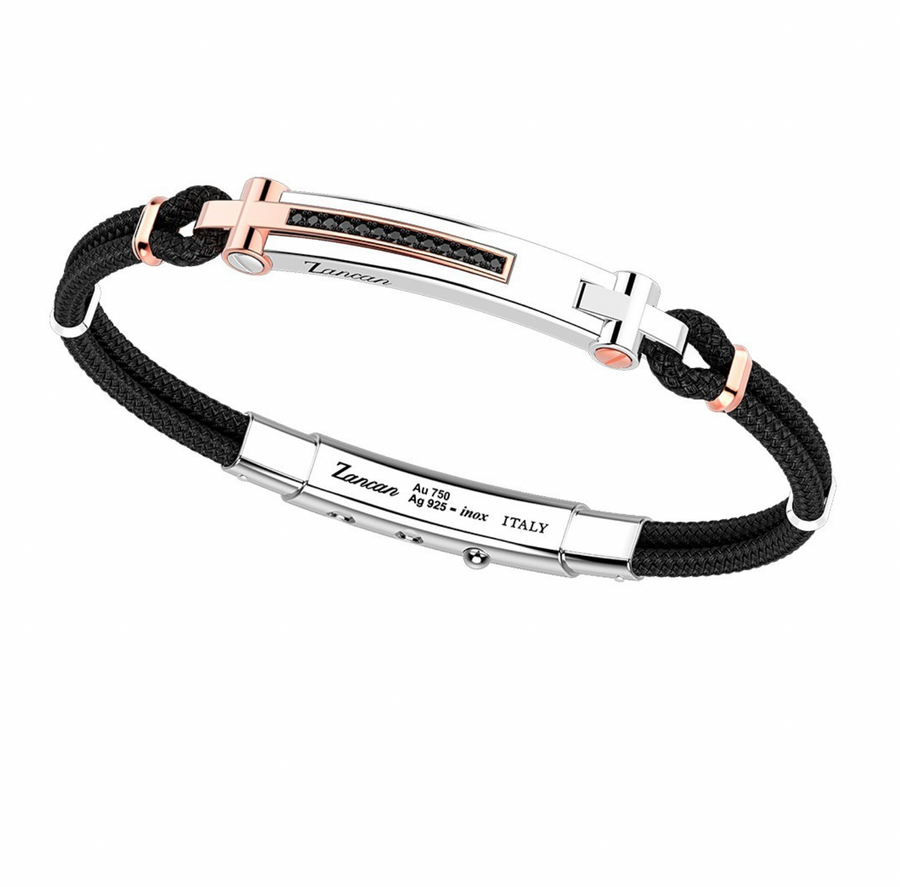 Pulsera de plata Zancan con inserciones de oro de 18 quilates, piedras y kevlar. 