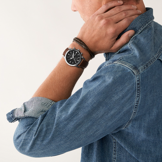 Townsman Chronograph Brown Eco Leather Watch and Bracelet Set | Fossil | Luby 