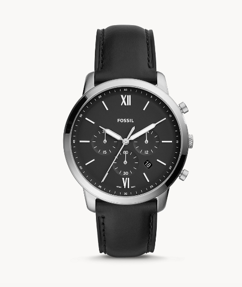 Neutra Chronograph Black Leather Watch