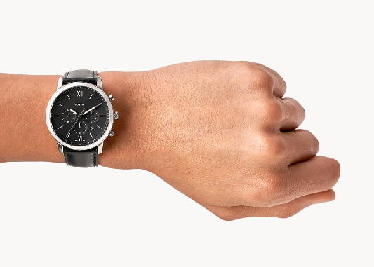 Neutra Chronograph Black Leather Watch | Fossil | Luby 