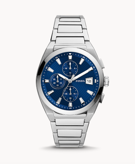 Everett Chronograph Stainless Steel Watch | Fossil | Luby 