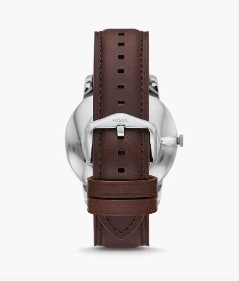 Minimalist Three-Hand Brown Eco Leather Watch and Bracelet Set | Fossil | Luby 