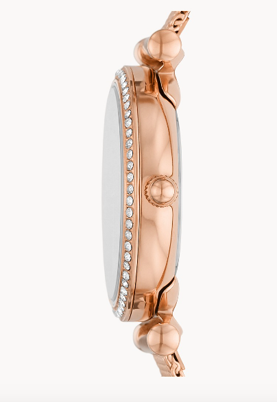 Carlie Mini Three-Hand Rose Gold-Tone Stainless Steel Mesh Watch | Fossil | Luby 