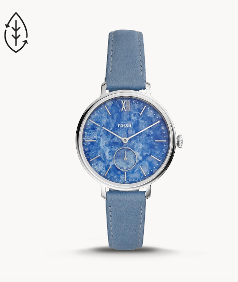 Kalya Three-Hand Periwinkle Blue Leather Watch | Fossil | Luby 