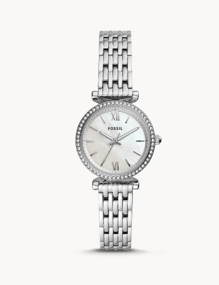 Reloj Carlie Mini de acero inoxidable con tres agujas | Fossil | Luby 