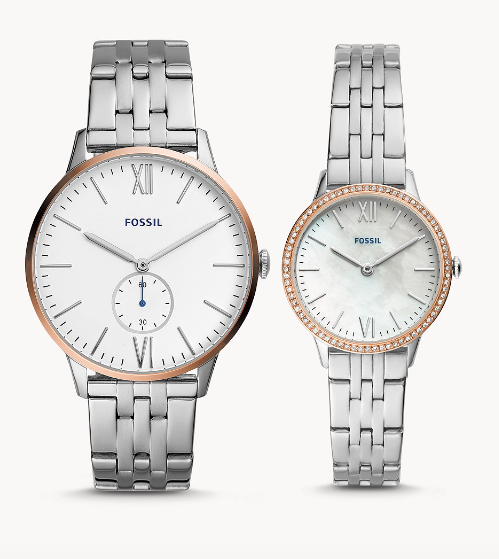 His & Her Three-Hand Stainless Steel Watch Box Set | Fossil | Luby 