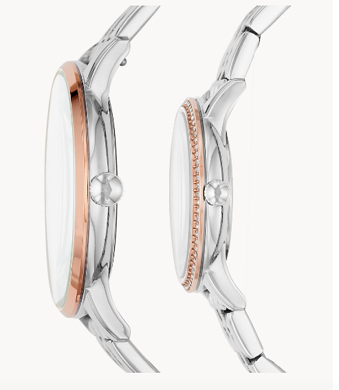 His & Her Three-Hand Stainless Steel Watch Box Set | Fossil | Luby 