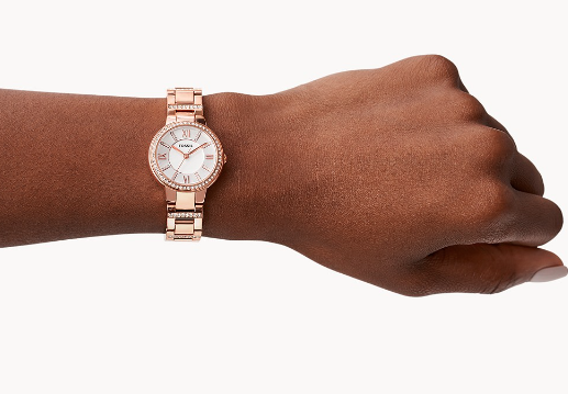 Reloj Virginia de acero inoxidable en tono oro rosa | Fossil | Luby 