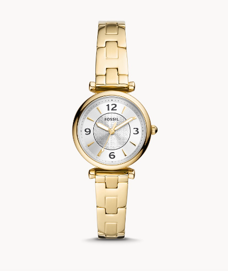 Carlie Three-Hand Gold-Tone Stainless Steel Watch | Fossil | Luby 
