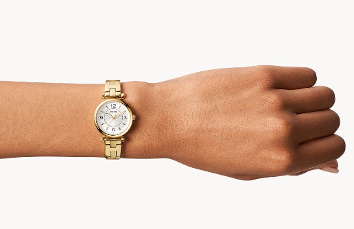 Carlie Three-Hand Gold-Tone Stainless Steel Watch | Fossil | Luby 