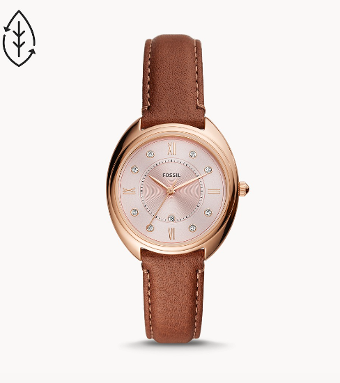 Gabby Three-hand Date Light Brown Eco Leather Watch | Fossil | Luby 