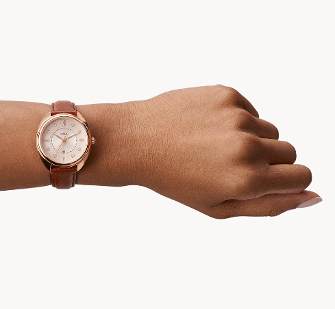Gabby Three-hand Date Light Brown Eco Leather Watch | Fossil | Luby 