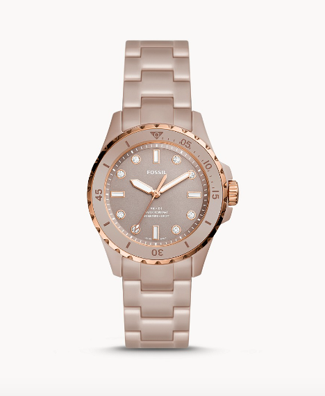 FB-01 Three-Hand Salted Caramel Ceramic Watch | Fossil | Luby 
