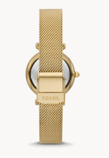 Carlie Three-Hand Gold-Tone Stainless Steel Mesh Watch and Jewelry Set | Fossil | Luby 