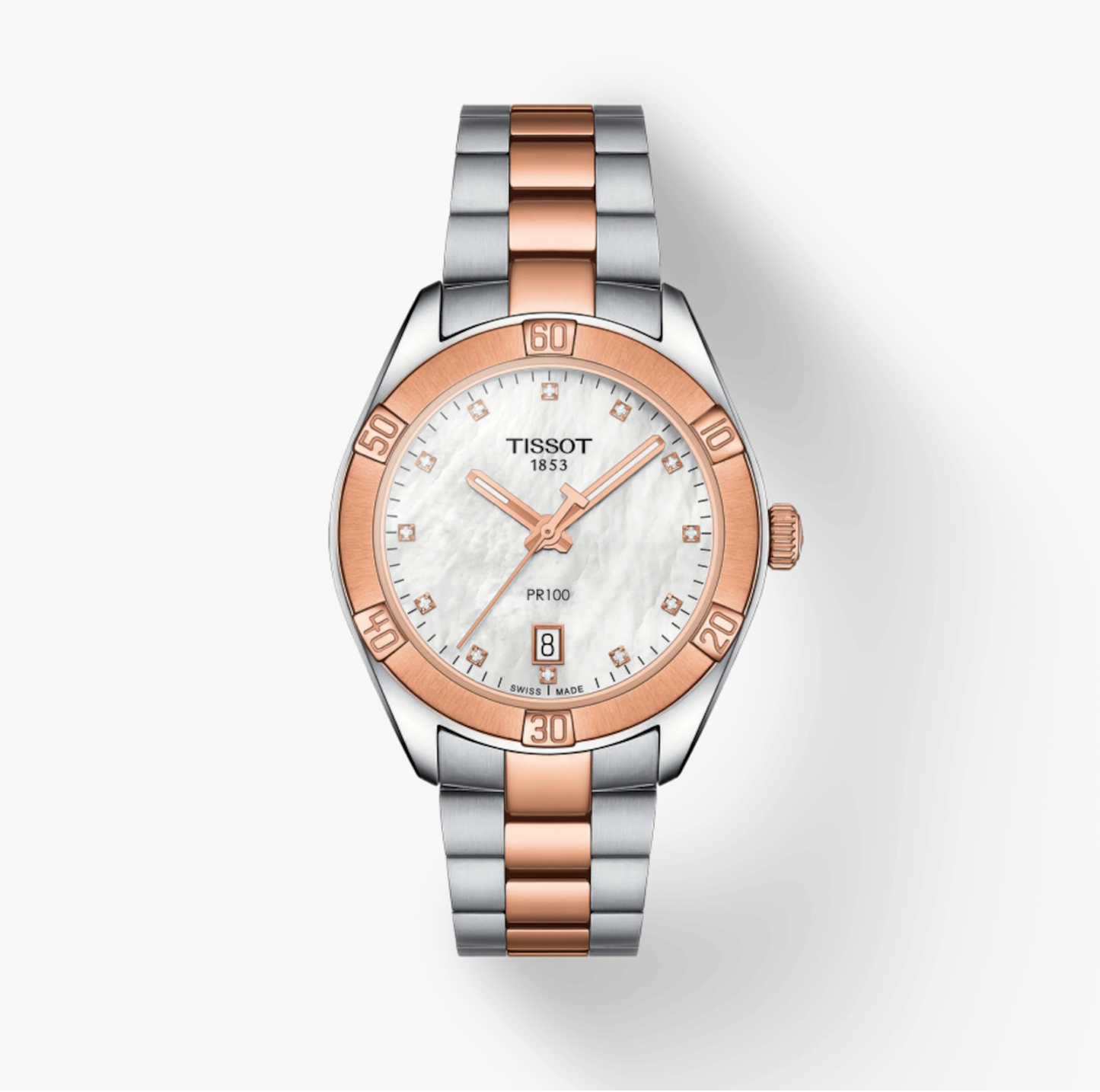 PR 100 Sport Chic Silver-Rose Gold Mother of Pearl | Tissot | Luby 