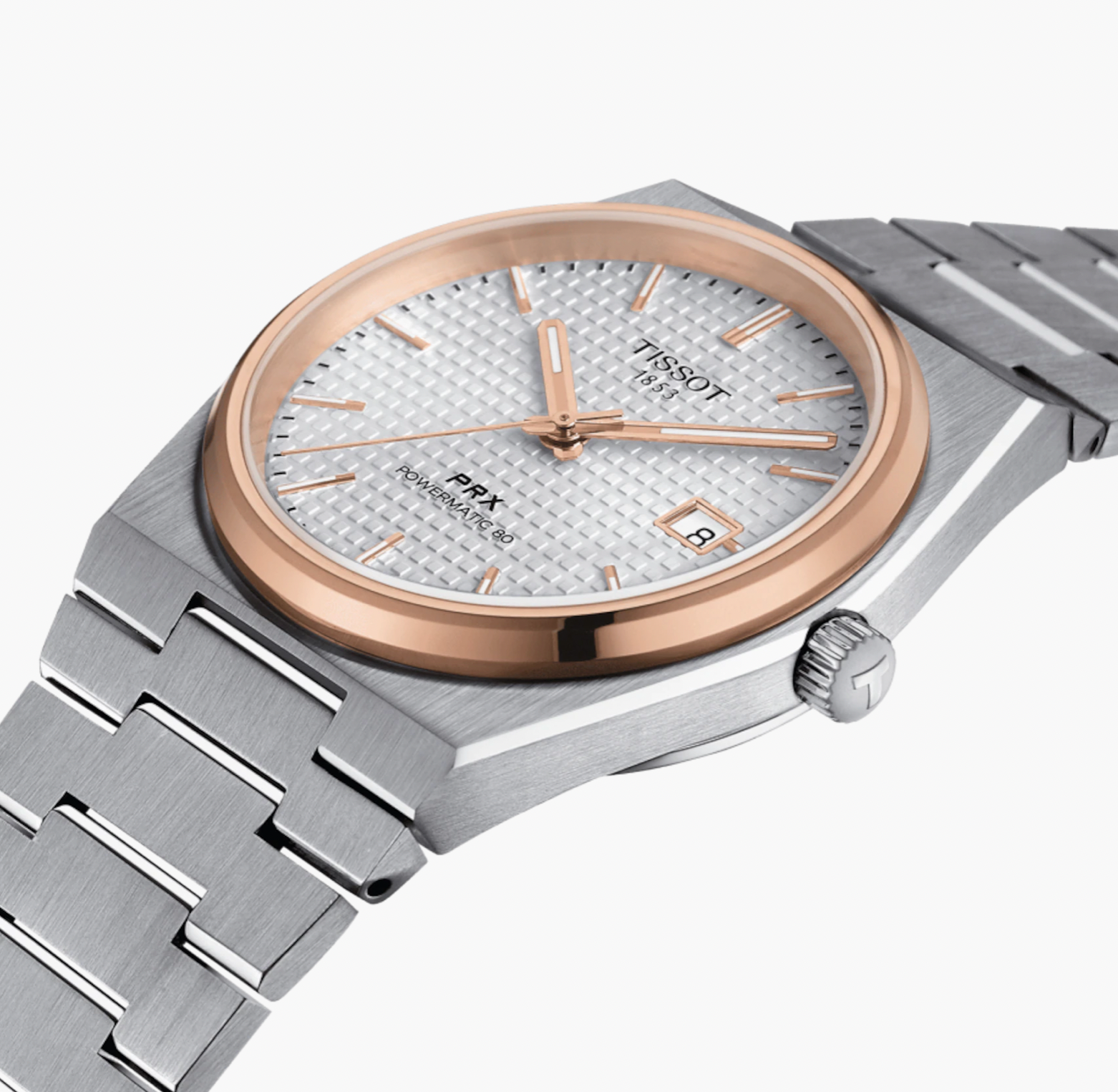 TISSOT PRX POWERMATIC 80 Silver and Rose Gold Besel | Tissot | Luby 