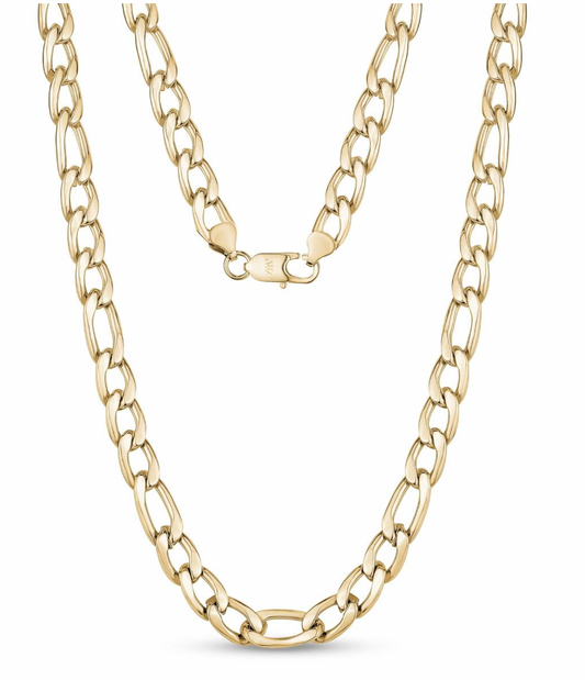 Gold Figaro Link Necklace Steel | ARZ Steel | Luby 