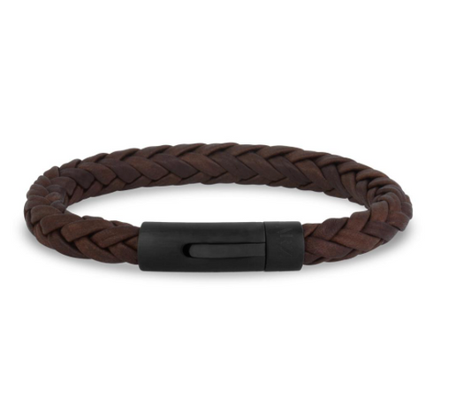 8mm Square Braided Brown Leather Bracelet | ARZ Steel | Luby 