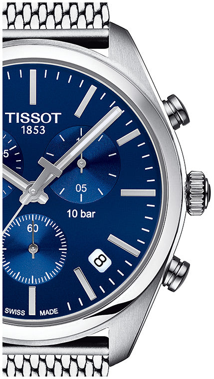 PR 100 Chronograph (Silver/Blue) | Tissot | Luby 