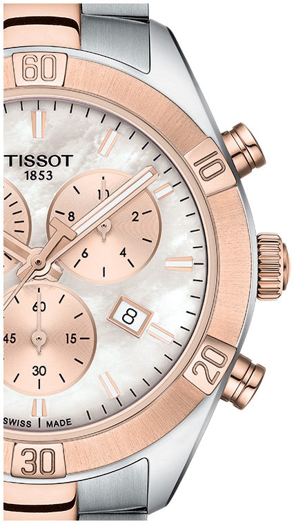 PR 100 Sport Chic Chronograph (Silver/Carnation Gold) | Tissot | Luby 