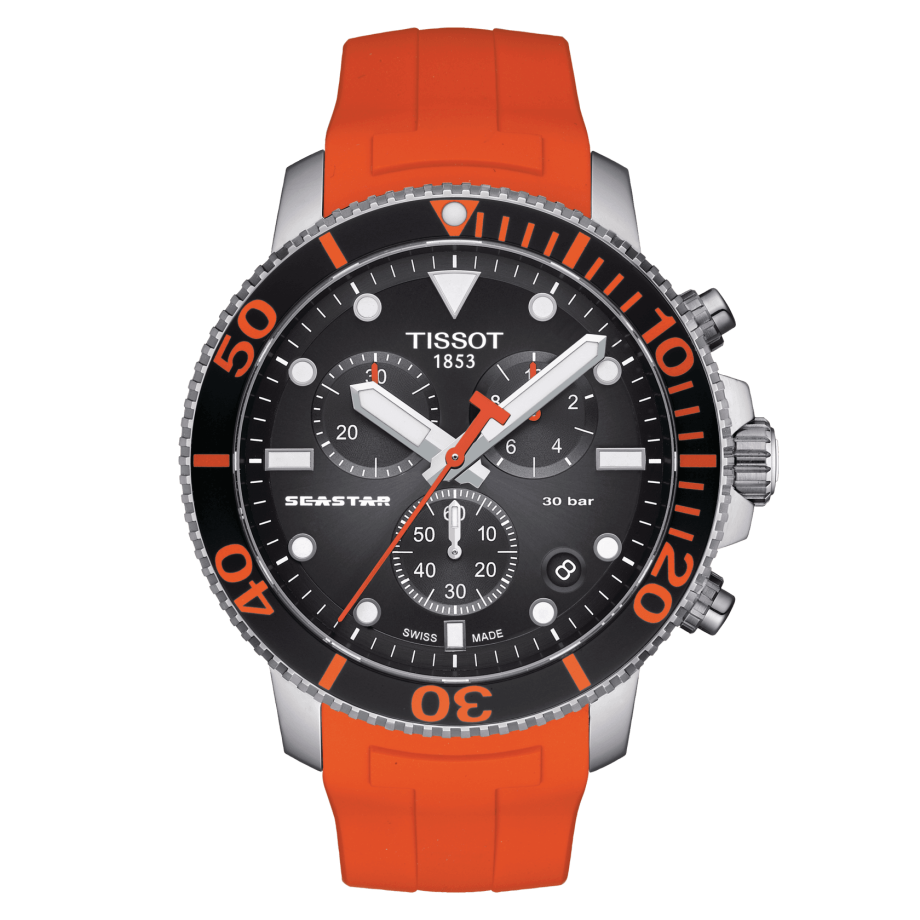 Seastar 1000 Chronograph (Black/Orange/Silver) | Tissot | Luby 