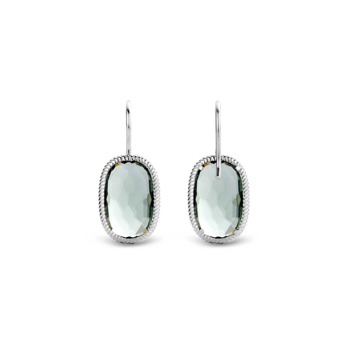 GRAY-GREEN RECTANGULAR FACETTED STONE EARRINGS | Ti Sento Milano | Luby 