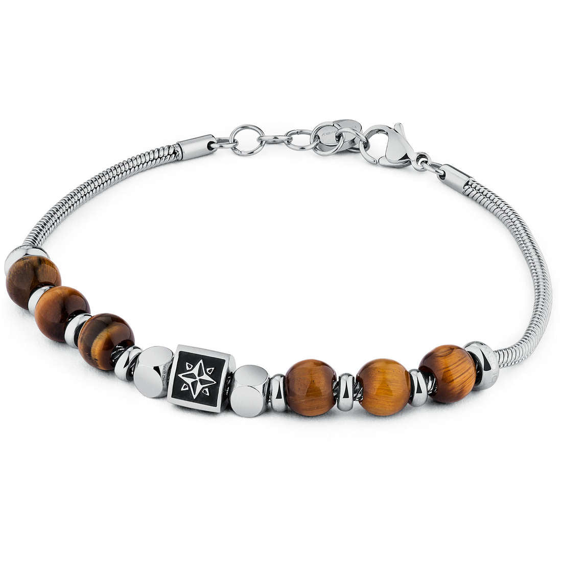 TJ Man Yellow Tiger's Eye and Navigation Star Bracelet (Silver-Yellow) | Brosway Italia | Luby 