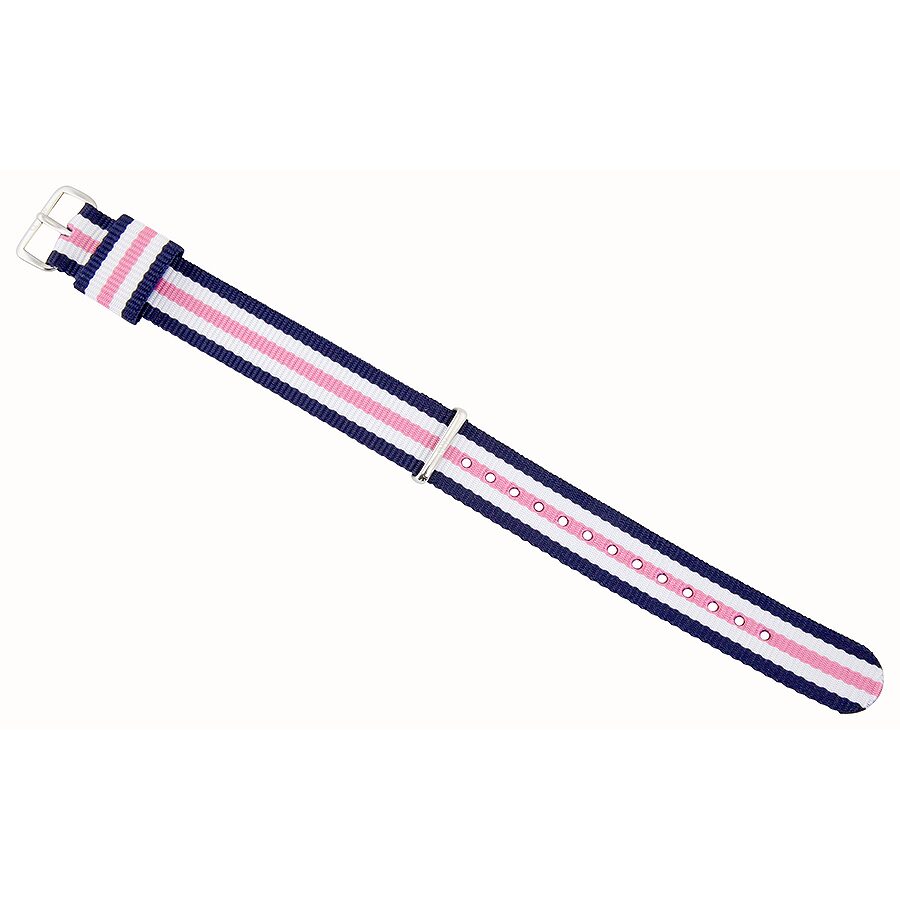 Southampton Watch Strap (Navy Blue/Pink/White/Silver) | Daniel Wellington | Luby 