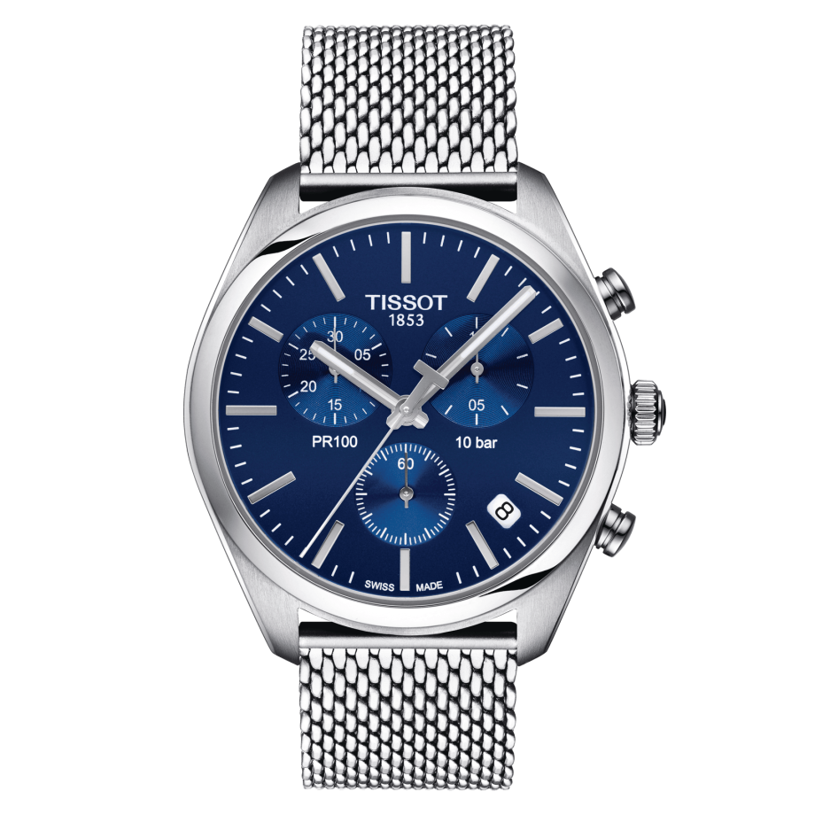 PR 100 Chronograph (Silver/Blue) | Tissot | Luby 