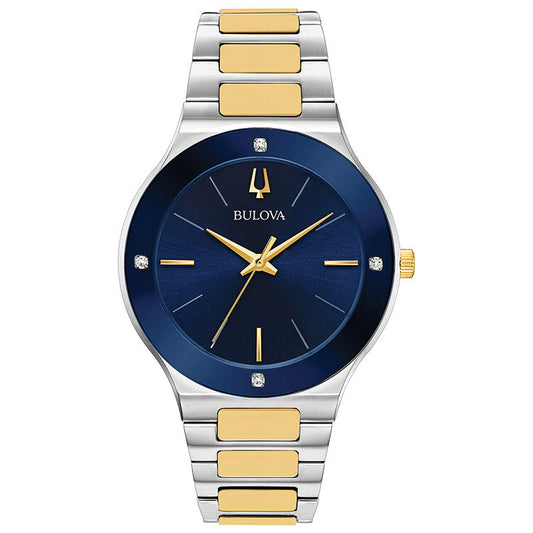 Men's Bulova Futuro Millenia Diamond Accent Two-Tone Watch with Blue Dial | Bulova | Luby 
